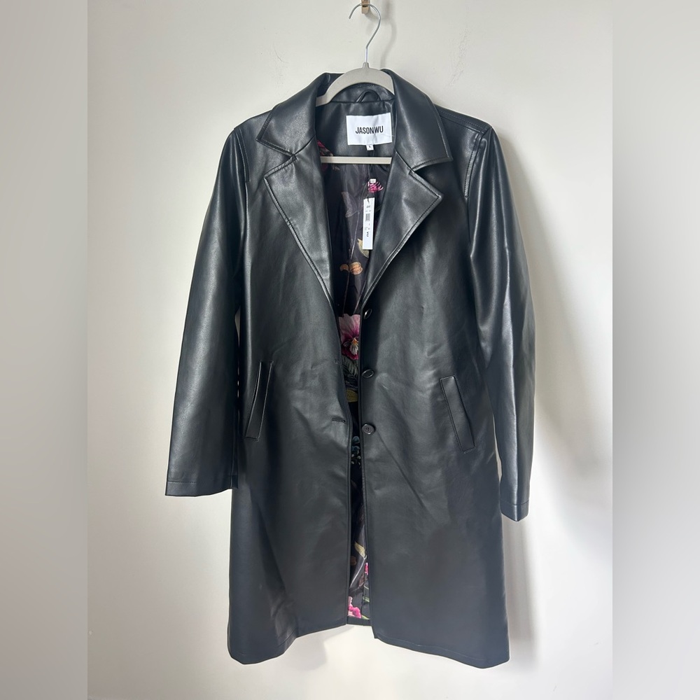 Jason Wu Black Faux Leather Trench Coat